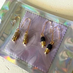 Crystal Pavé gold and black earrings set. Comes with both in a set. Handmade.